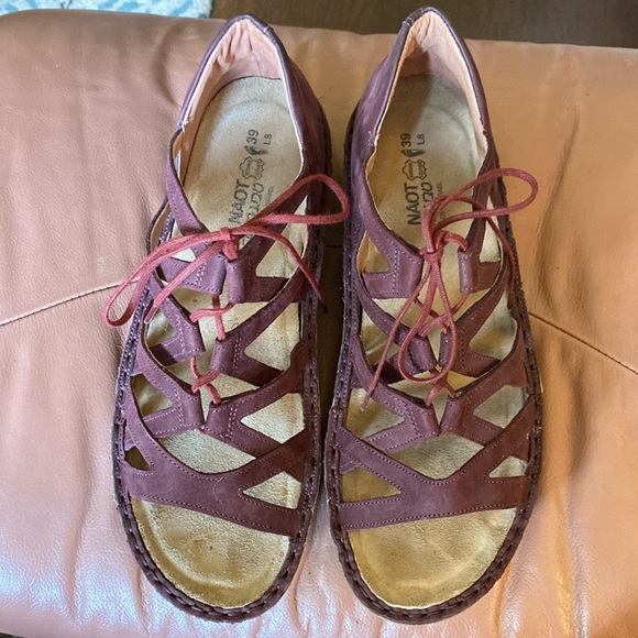 Naot Shoes - NAOT plum purple leather sandals. 100% leather with cute ties. Size Eur 39 /US 8